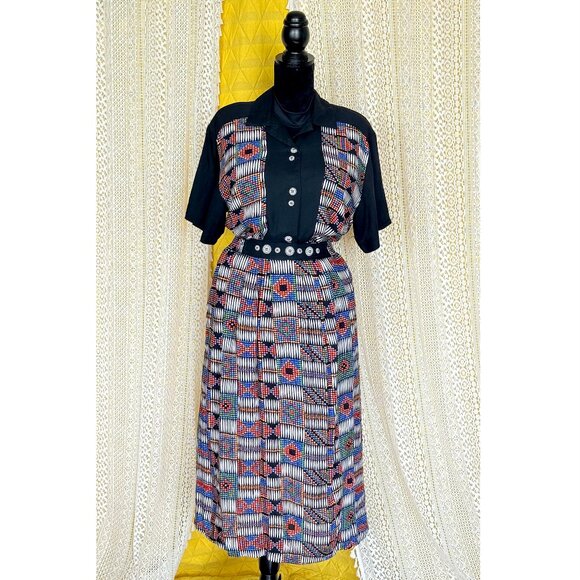 Vintage 90s Anthony Mark Hankins Boho Western Skirt Set Size 14 - Picture 1 of 16
